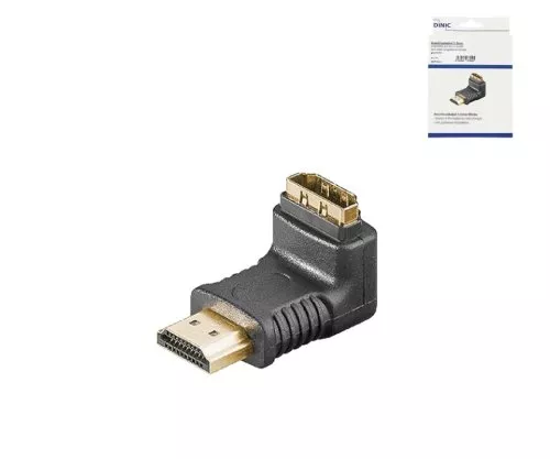 DINIC adapter, HDMI A male to A female angled, black